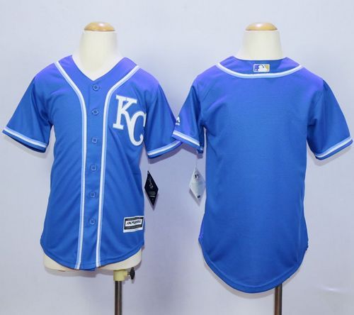 Royals Blank Blue Cool Base Stitched Youth MLB Jersey - Click Image to Close